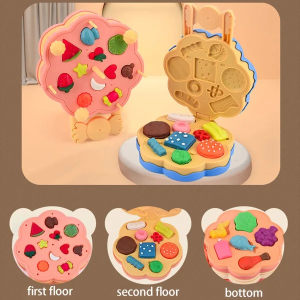 Children's Colored Mud Burger Noodle Machine Toy Rubber Mud Non toxic Mold Tool Set Handmade Clay Girl - Image 3