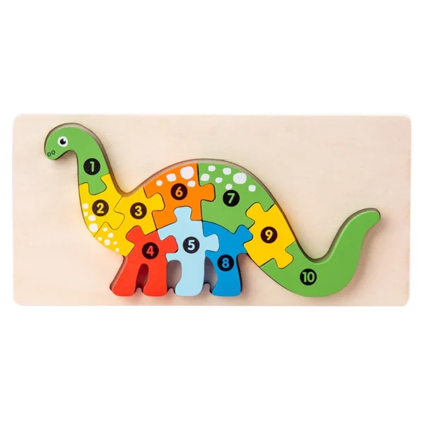 3D Stereoscopic Montessori Wooden Puzzle Cartoon Dinosaur Animal Shape Color Cognitive Educational Game Toy Kids Birthday Gift - Image 7