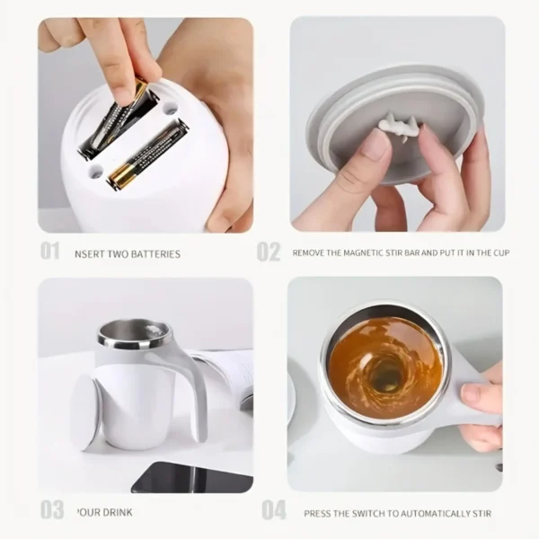 Portable Automatic Stirring Cup Mug Rechargeable Coffee Electric Stirring Stainless Steel Magnetic Rotating Blender Stirring Cup - Image 5