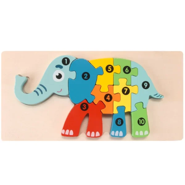3D Stereoscopic Montessori Wooden Puzzle Cartoon Dinosaur Animal Shape Color Cognitive Educational Game Toy Kids Birthday Gift - Image 8