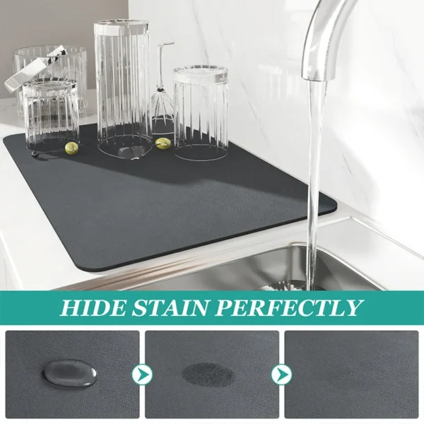Kitchen Super Absorbent Mat Coffee Dish Draining Mat Drying Mat Quick Dry Bathroom Drain Pad Tableware Mat Faucet Placemat - Image 4