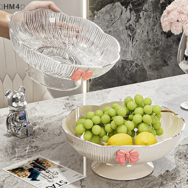 〔HM4〕1Pc Plastic Candy Fruit Plate for Home Coffee Table Candy Platter High-End Snack Placement Platter Ornaments - Image 4