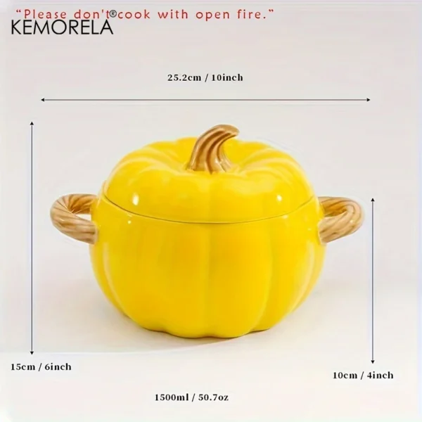 50OZ Dutch Oven Pot With Lid Ceramic Pumpkin Dish Halloween Pumpkin Pottery Dessert Saucepan No Open Flames Cute Pumpkin Bowl - Image 8