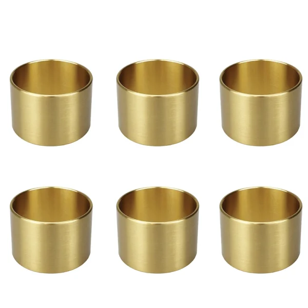 6 pcs Brushed Brass Napkin Rings Matt Gold Serviette Holder Gold Napkin Rings Gift Box Quality Solid Brass Decorations - Image 9