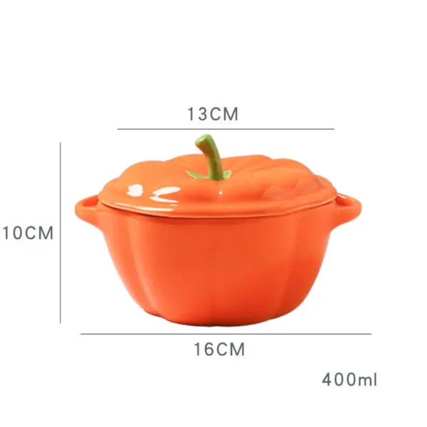 Creative Cute Pumpkin Steamed Egg Ceramic Bowl Household Stewed Cup with Lid Ceramic Double Ear Soup Bowl Rice Bowl - Image 7