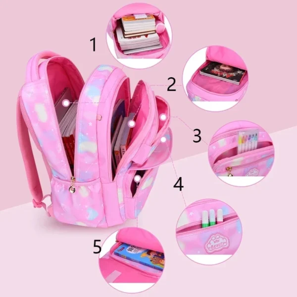 Children's Shoulder Bag Girl Backpack School Bag Purple Travel Teen Schoolbag Primary Kawaii Cute Waterproof Kid Girl Backpack - Image 4