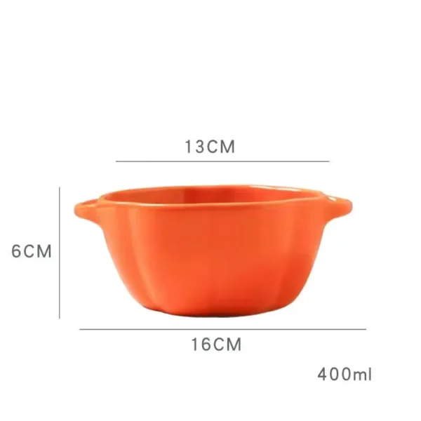 Creative Cute Pumpkin Steamed Egg Ceramic Bowl Household Stewed Cup with Lid Ceramic Double Ear Soup Bowl Rice Bowl - Image 9