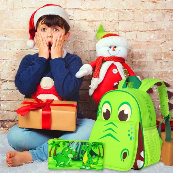 Dinosaur Backpack for Boys, 12" Toddler Preschool Kids Bookbag, Cute Animal Kindergarten Schoolbag - Image 2