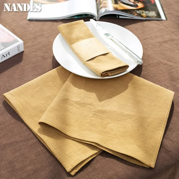 40x40cm Solid Color Square Cotton Linen Napkin Cloth for Hotel Kitchen Home Restaurant Table Napkins Wedding Party Decoration - Image 5