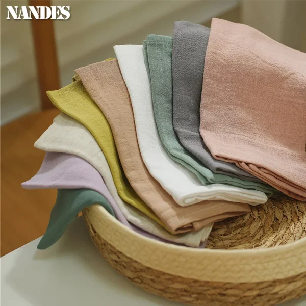 40x40cm Solid Color Square Cotton Linen Napkin Cloth for Hotel Kitchen Home Restaurant Table Napkins Wedding Party Decoration - Image 2