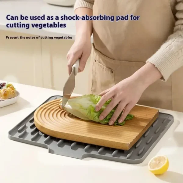 Silicone Drain Mat Bar Insulation Mat Bar Sink Drain Food Utensil Mat Kitchen Decoration Silicone Mat Accessories Non-slip Mats - Image 5