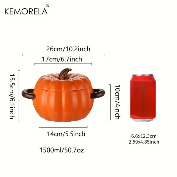 50OZ Dutch Oven Pot With Lid Ceramic Pumpkin Dish Halloween Pumpkin Pottery Dessert Saucepan No Open Flames Cute Pumpkin Bowl - Image 6