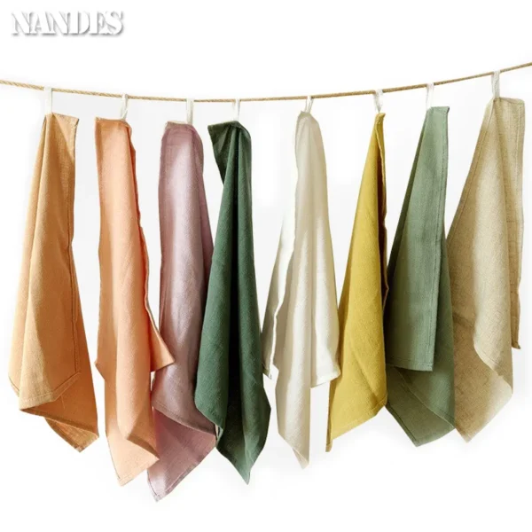 40x40cm Solid Color Square Cotton Linen Napkin Cloth for Hotel Kitchen Home Restaurant Table Napkins Wedding Party Decoration - Image 3