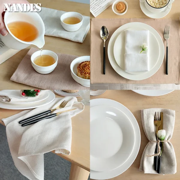 40x40cm Solid Color Square Cotton Linen Napkin Cloth for Hotel Kitchen Home Restaurant Table Napkins Wedding Party Decoration - Image 6