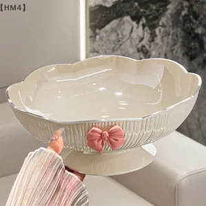 〔HM4〕1Pc Plastic Candy Fruit Plate for Home Coffee Table Candy Platter High-End Snack Placement Platter Ornaments