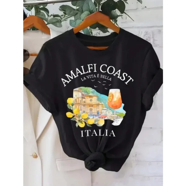 Fashionable Amalfi Coast Creative Women's T-shirt Lemon Shirt - Image 2