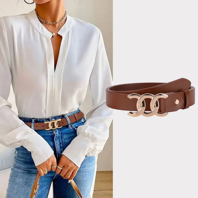 Europe and the United States hot ladies leather belt decorative western pants girdle belt female cowhide retro belt - Image 2