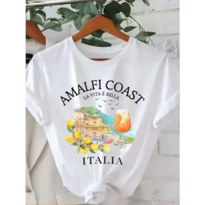 Fashionable Amalfi Coast Creative Women's T-shirt Lemon Shirt