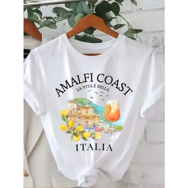 Fashionable Amalfi Coast Creative Women's T-shirt Lemon Shirt