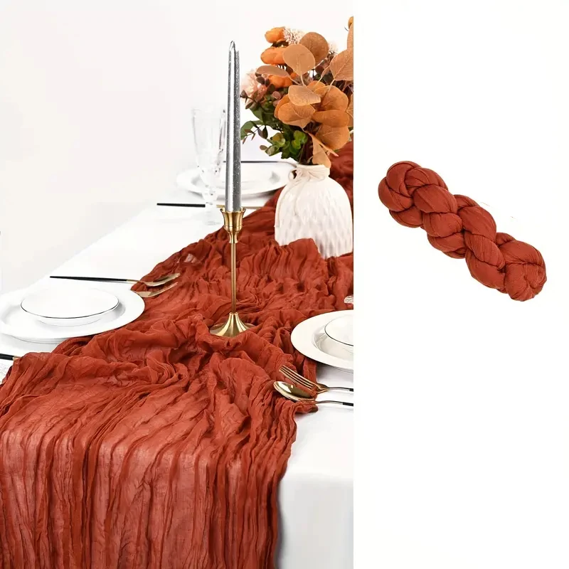 White Cheesecloth Table Runner Wedding Vintage Gauze Sheer Table Decor Dining Party Banquets Arch Overlay Draping Cake Decor - Image 24