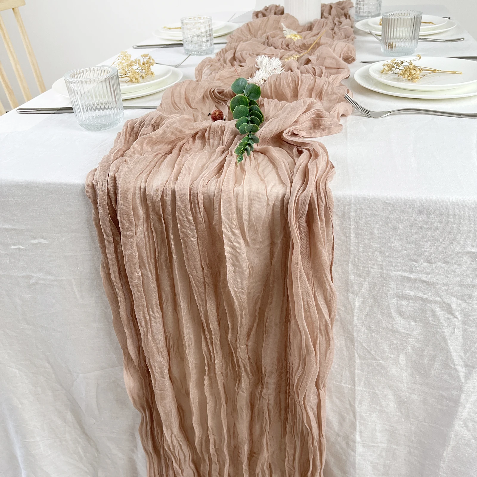 White Cheesecloth Table Runner Wedding Vintage Gauze Sheer Table Decor Dining Party Banquets Arch Overlay Draping Cake Decor - Image 27