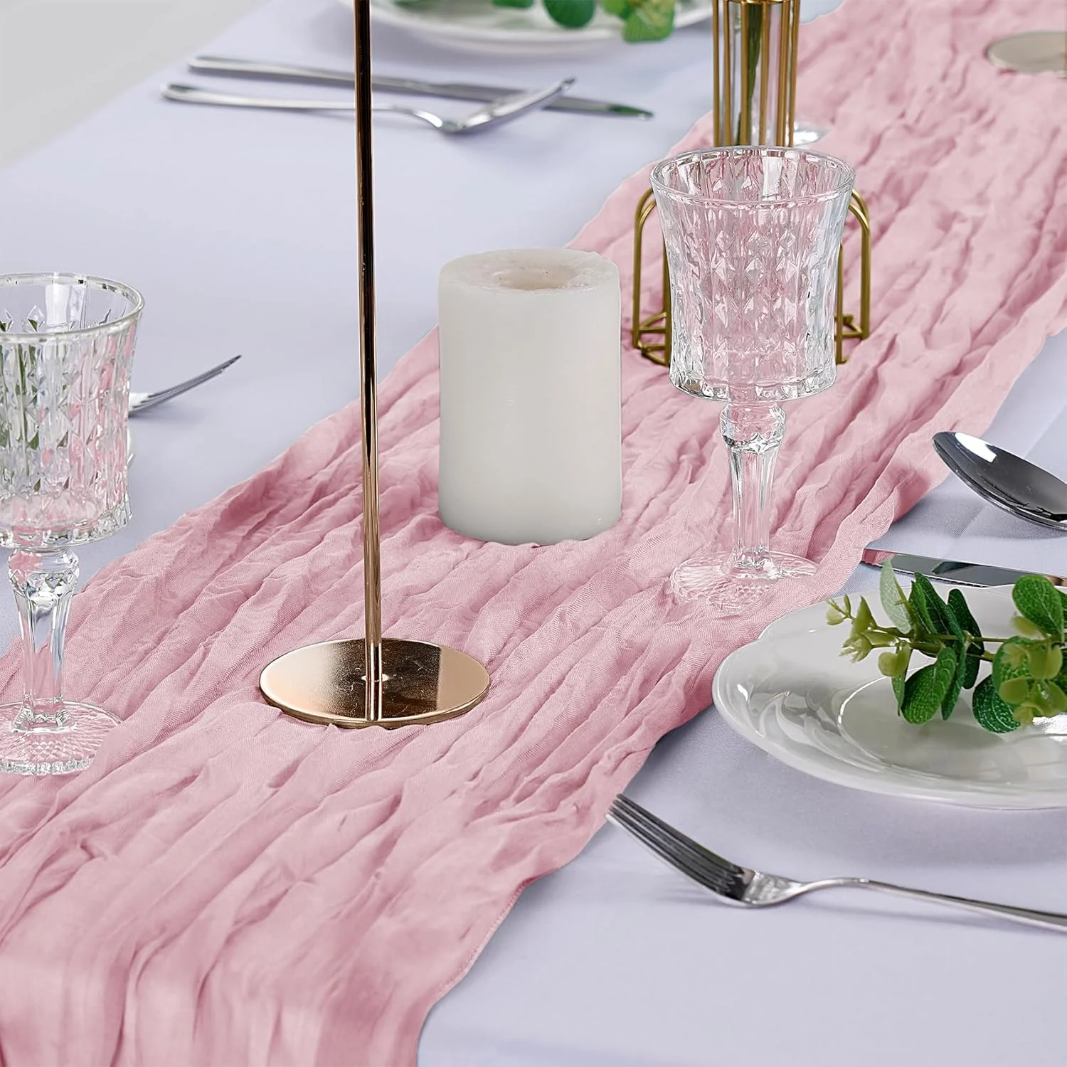 White Cheesecloth Table Runner Wedding Vintage Gauze Sheer Table Decor Dining Party Banquets Arch Overlay Draping Cake Decor - Image 25