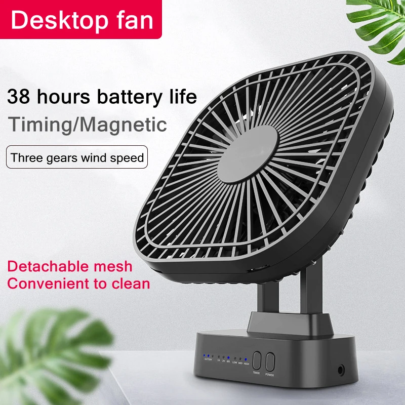 Mini USB Fan Rechargeable Battery Fan with Timer Strong Wind 3 Speed 7 Fan Leaf Desktop Portable Quiet Office Camping Outdoor