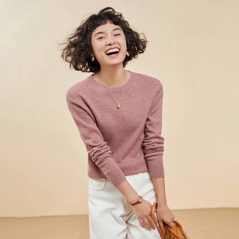 Women's pullover autumn/winter 100% pure cashmere sweater casual knitted sweater round neck loose Tops basic versatile Blouse - Image 20