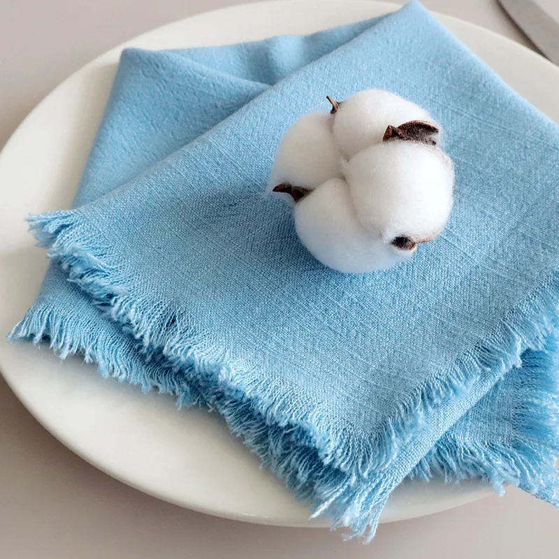 Cotton Linen Napkins with Rustic Boho Fringe, Handmade Cloth, Fall, Christmas, Wedding Decor, 18x18Inch, 6 Packs - Image 16