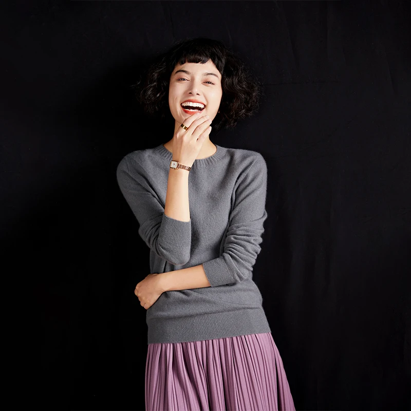 Women's pullover autumn/winter 100% pure cashmere sweater casual knitted sweater round neck loose Tops basic versatile Blouse - Image 7