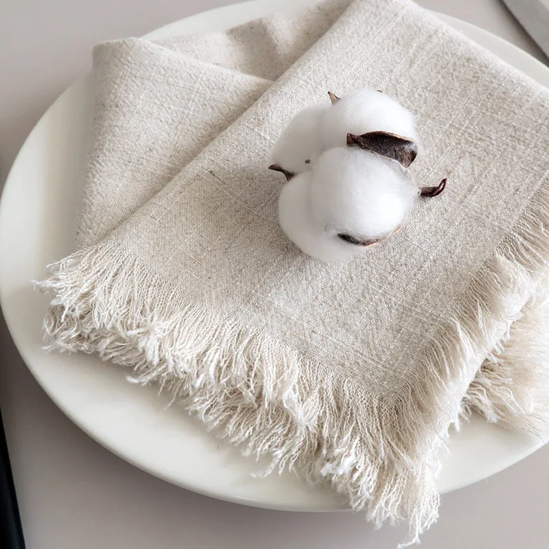 Cotton Linen Napkins with Rustic Boho Fringe, Handmade Cloth, Fall, Christmas, Wedding Decor, 18x18Inch, 6 Packs - Image 13