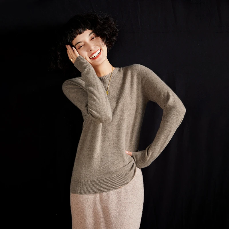 Women's pullover autumn/winter 100% pure cashmere sweater casual knitted sweater round neck loose Tops basic versatile Blouse - Image 25