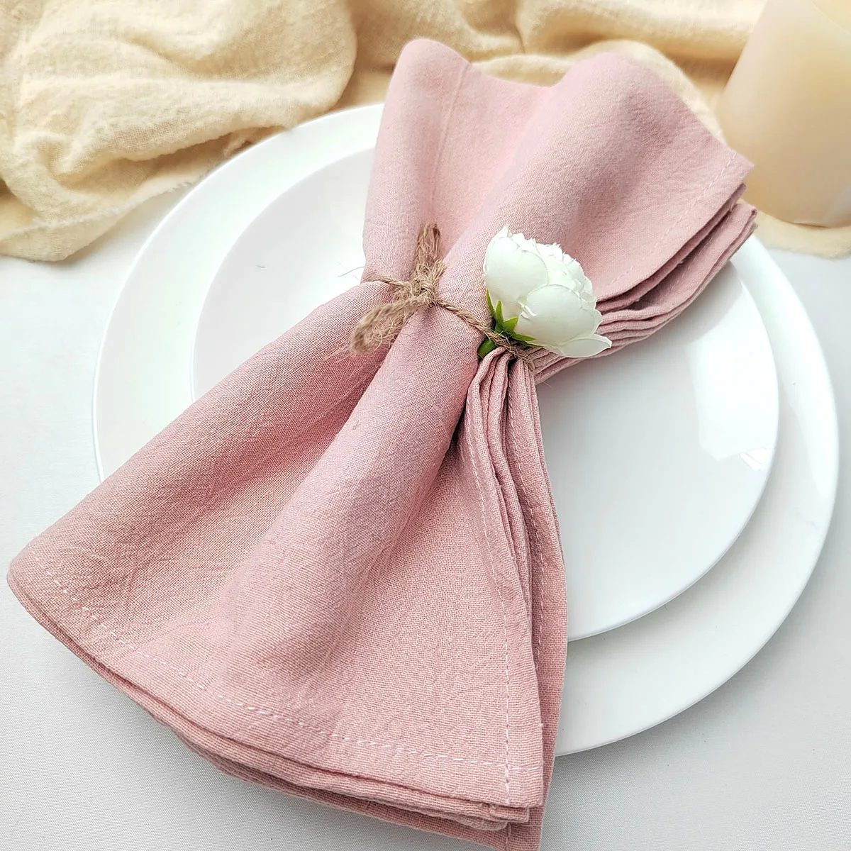 8pcs Cotton Napkins 40X40CM Plain Washed Cotton Towel Dining Place Mats Wedding Party Restaurant Kitchen Cloths Table Decor - Image 3