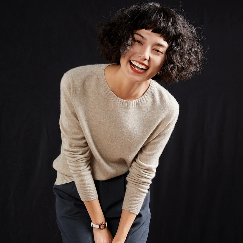 Women's pullover autumn/winter 100% pure cashmere sweater casual knitted sweater round neck loose Tops basic versatile Blouse - Image 14