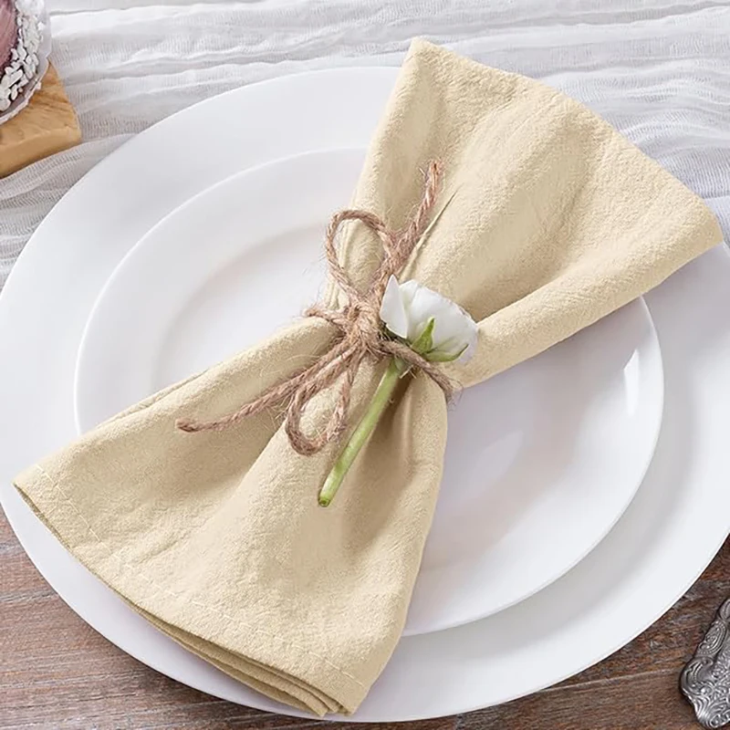 8pcs Cotton Napkins 40X40CM Plain Washed Cotton Towel Dining Place Mats Wedding Party Restaurant Kitchen Cloths Table Decor - Image 7