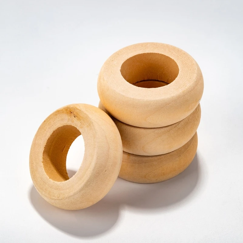 10 Pack Wooden Napkin Rings Dinner Round Napkin Holder Towel Serviette Tableware - Image 4