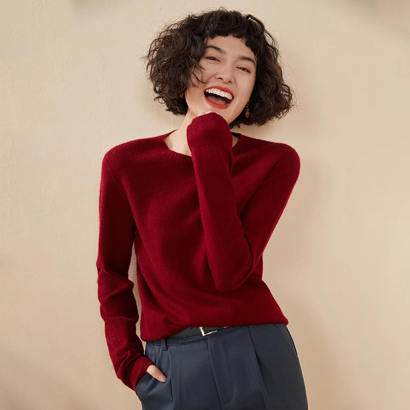 Women's pullover autumn/winter 100% pure cashmere sweater casual knitted sweater round neck loose Tops basic versatile Blouse - Image 6