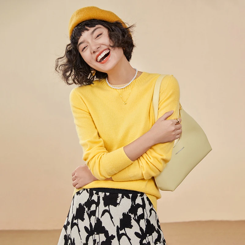 Women's pullover autumn/winter 100% pure cashmere sweater casual knitted sweater round neck loose Tops basic versatile Blouse - Image 24