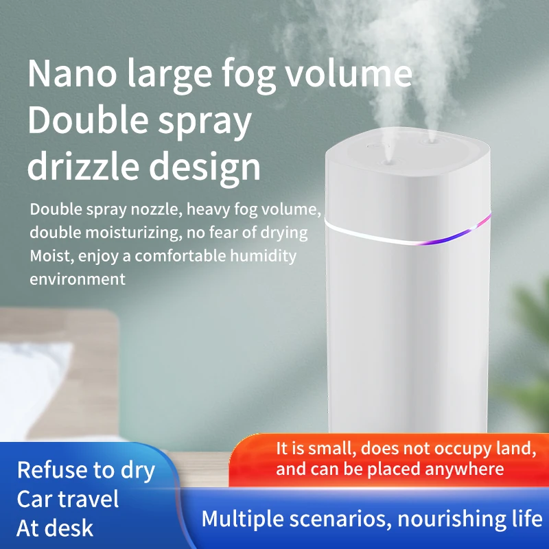 Creative Dual Nozzle Humidifier Desktop Home Bedroom Car Aromatherapy Silent Air Humidification Usb 7 Color Ambient Light - Image 5