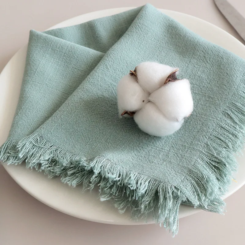 Cotton Linen Napkins with Rustic Boho Fringe, Handmade Cloth, Fall, Christmas, Wedding Decor, 18x18Inch, 6 Packs - Image 10