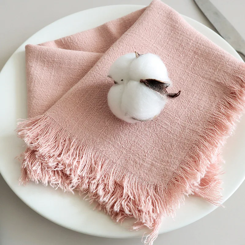 Cotton Linen Napkins with Rustic Boho Fringe, Handmade Cloth, Fall, Christmas, Wedding Decor, 18x18Inch, 6 Packs - Image 21