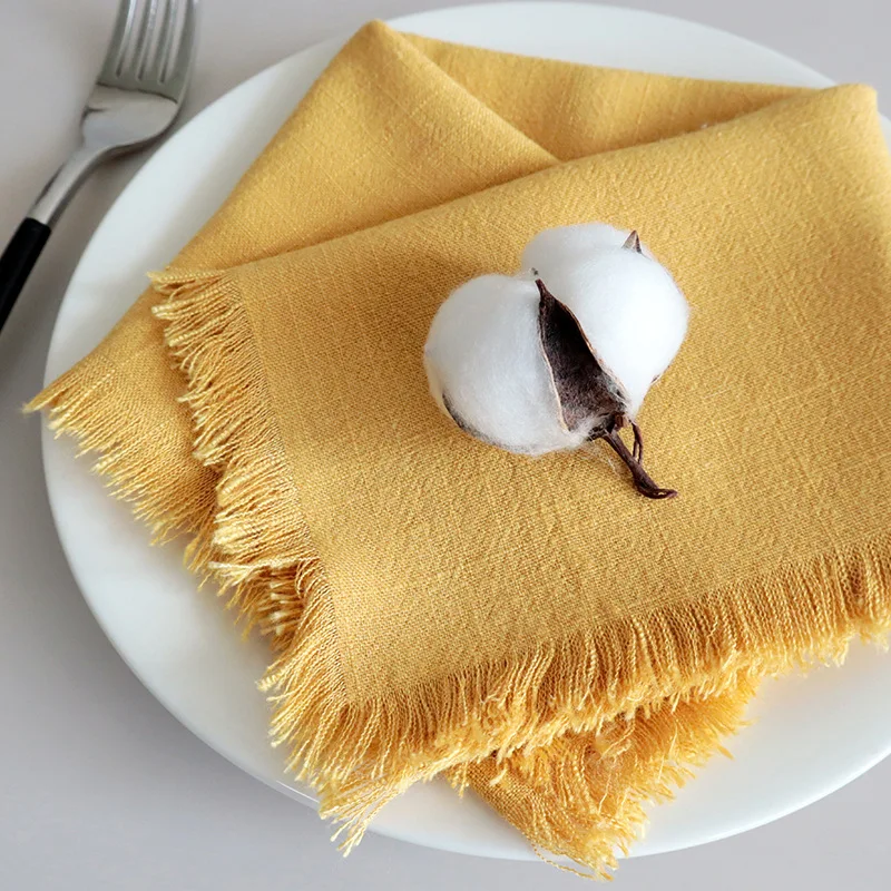 Cotton Linen Napkins with Rustic Boho Fringe, Handmade Cloth, Fall, Christmas, Wedding Decor, 18x18Inch, 6 Packs - Image 19