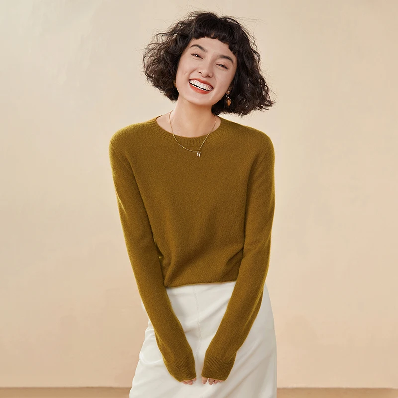 Women's pullover autumn/winter 100% pure cashmere sweater casual knitted sweater round neck loose Tops basic versatile Blouse - Image 5