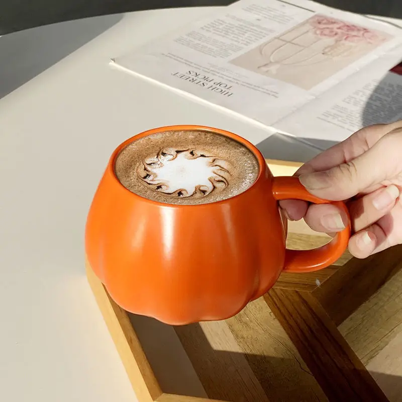 Pumpkin Mug Autumn Coffee Mug Halloween Themed Pumpkin Cup Funny Ceramic Pumpkin Fall Mugs Gothic Devil Squash Ceramic Cup - Image 5