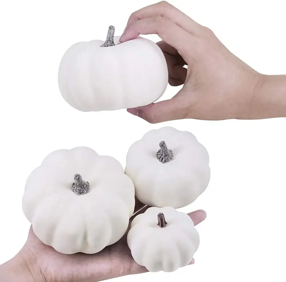 12Pcs White Artificial Pumpkins Assorted Bulk Table Decor Lifelike for All Hallows Day Fall Harvest Party Thanksgiving - Image 5