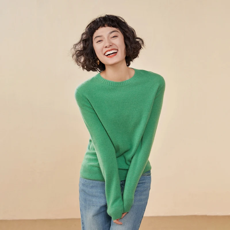 Women's pullover autumn/winter 100% pure cashmere sweater casual knitted sweater round neck loose Tops basic versatile Blouse - Image 21