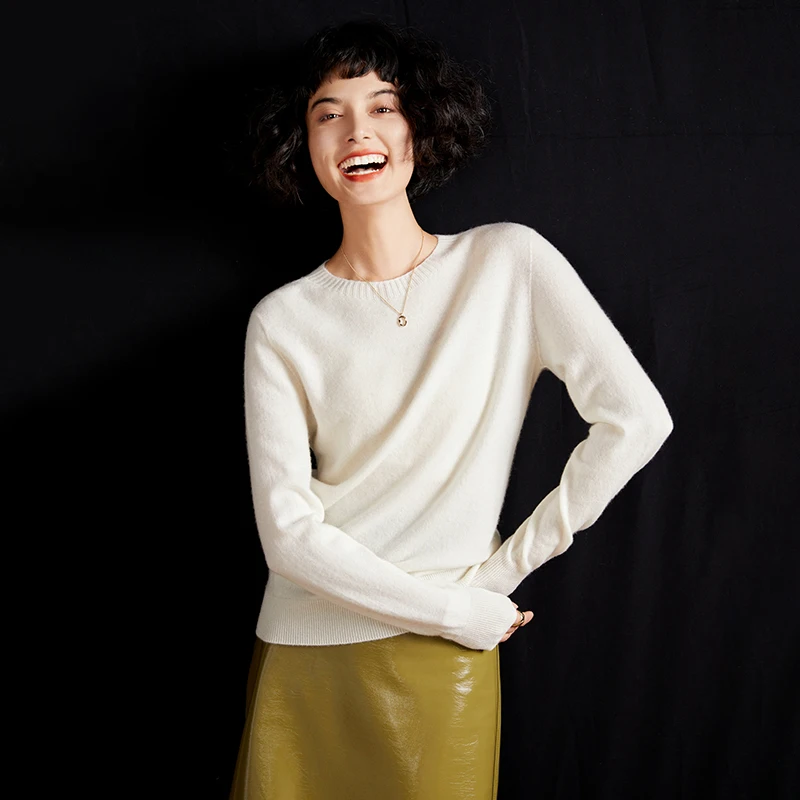 Women's pullover autumn/winter 100% pure cashmere sweater casual knitted sweater round neck loose Tops basic versatile Blouse - Image 17