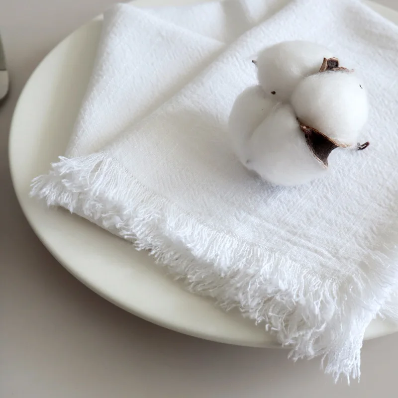 Cotton Linen Napkins with Rustic Boho Fringe, Handmade Cloth, Fall, Christmas, Wedding Decor, 18x18Inch, 6 Packs - Image 9