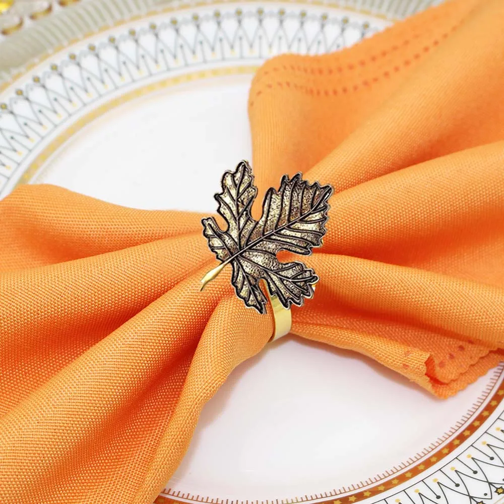 12Pcs Maple Leaf Pumpkin Napkin Rings Set Retro Fall Napkin Holders for Autumn Theme Thanksgiving Christmas Party Table Decor - Image 4