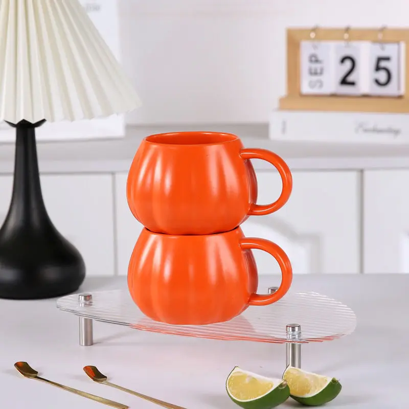 Pumpkin Mug Autumn Coffee Mug Halloween Themed Pumpkin Cup Funny Ceramic Pumpkin Fall Mugs Gothic Devil Squash Ceramic Cup - Image 2